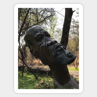 Wooden sculpture at Victoria Falls Sticker